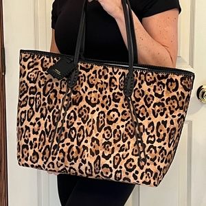 Ralph Lauren Tote Leather Calf Fur Leopard Print